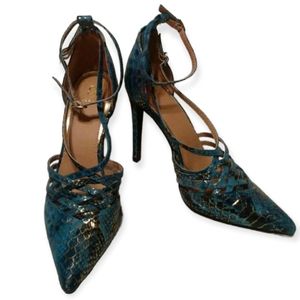 Scene by Shoedazzle Blue Snakeskin Stiletto Heels 
